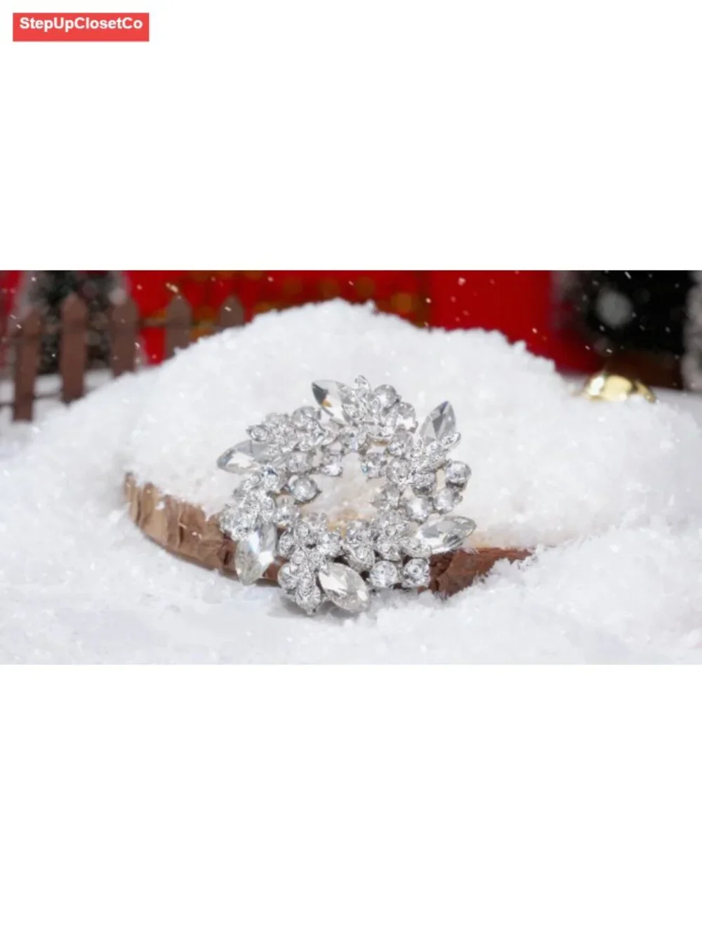 Austrian Crystal Flower Wreath Brooch Pin for Women Bridal Wedding Accessory